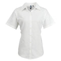 White - Front - Premier Womens-Ladies Signature Pearlised Oxford Short-Sleeved Shirt