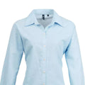 Light Blue - Back - Premier Womens-Ladies Signature Pearlised Oxford Long-Sleeved Shirt
