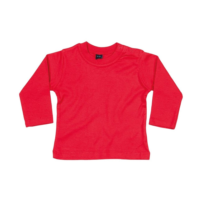 Red - Front - Babybugz Baby Plain Long-Sleeved T-Shirt