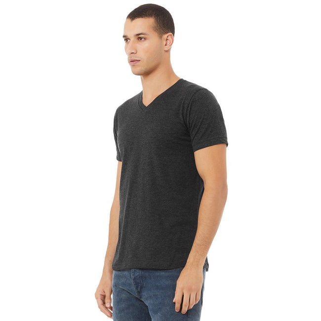 Dark Grey Heather - Side - Bella + Canvas Unisex Adult Heather V Neck T-Shirt