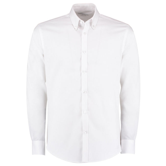 White - Front - Kustom Kit Mens Oxford Slim Long-Sleeved Shirt