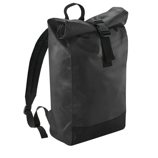 Black - Front - Bagbase Roll Top Tarpaulin Backpack