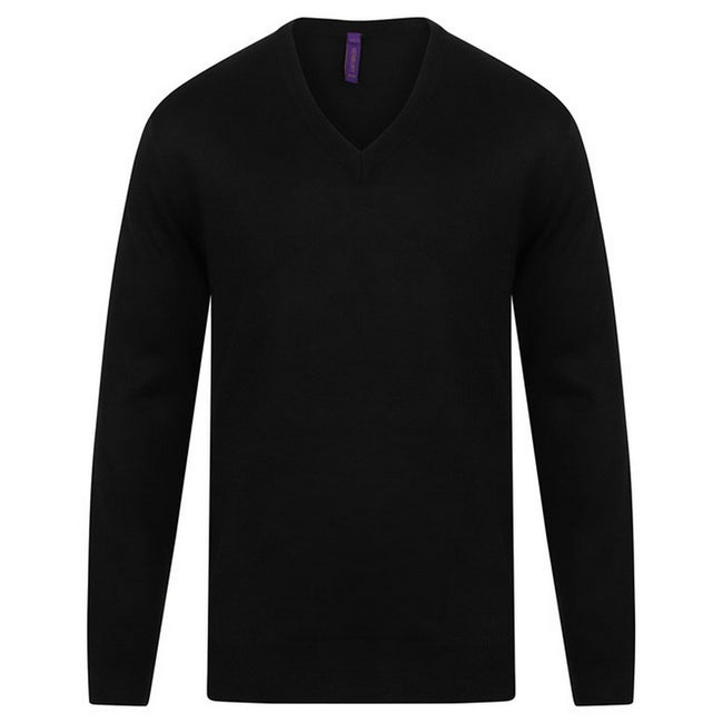 Navy - Front - Henbury Mens Acrylic V Neck Sweatshirt