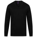 Black - Front - Henbury Mens Acrylic V Neck Sweatshirt