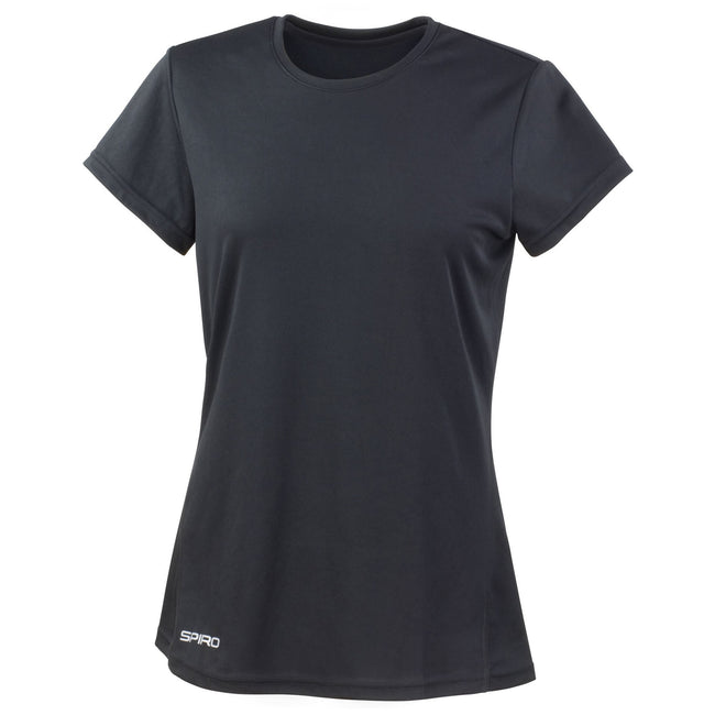 Black - Front - Spiro Womens-Ladies Performance Quick Dry T-Shirt