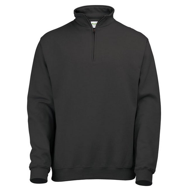 Jet Black - Front - Awdis Mens Sophomore Zip Neck Sweatshirt
