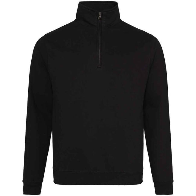 Deep Black - Front - Awdis Mens Sophomore Zip Neck Sweatshirt