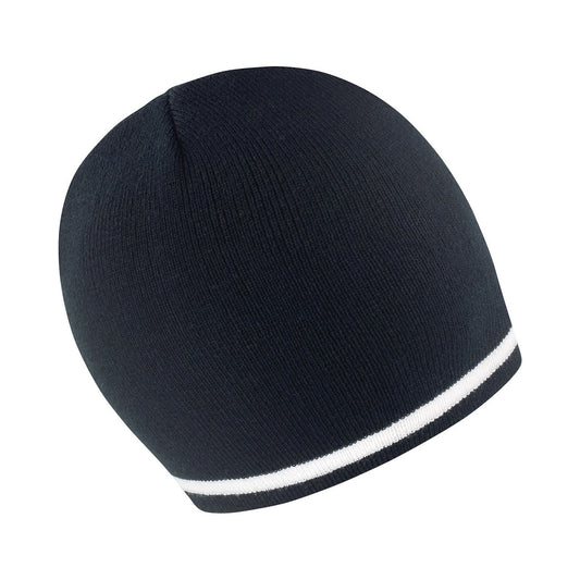 Black-White - Front - Result Winter Essentials Unisex Adult National New Zealand Beanie