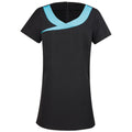 Black-Turquoise - Front - Premier Womens-Ladies Ivy Short-Sleeved Tunic