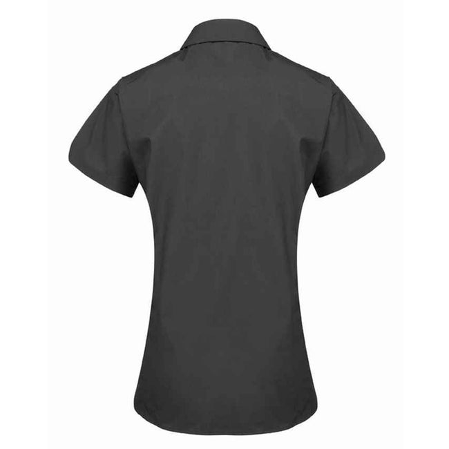 Black - Back - Premier Womens-Ladies Supreme Poplin Short-Sleeved Shirt