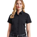 Black - Side - Premier Womens-Ladies Supreme Poplin Short-Sleeved Shirt
