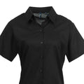 Black - Back - Premier Womens-Ladies Signature Oxford Short-Sleeved Shirt