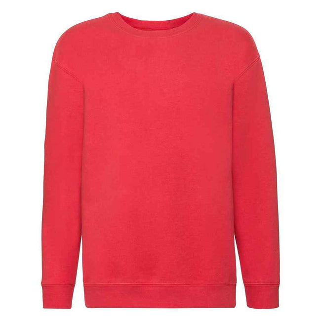 Red - Front - Fruit of the Loom Childrens-Kids Premium Drop Shoulder Sweatshirt