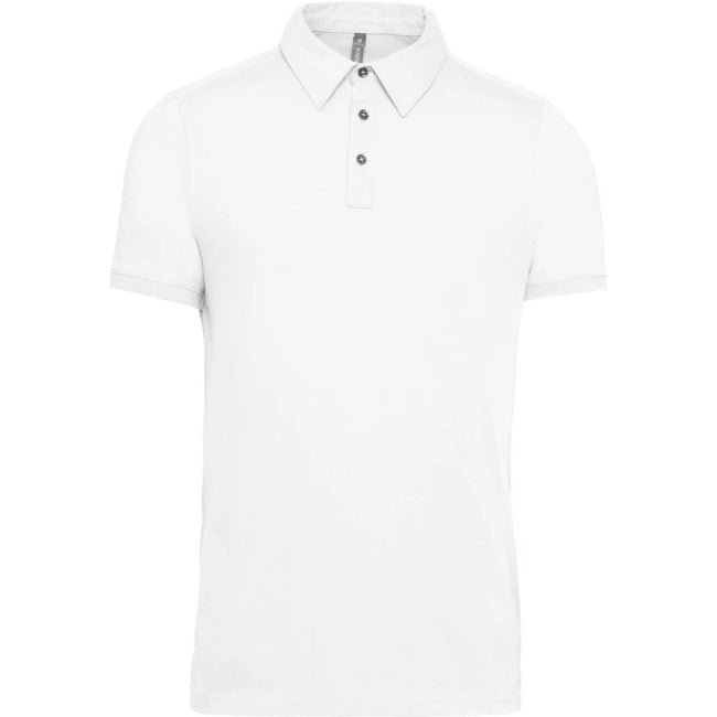 White - Front - Kariban Mens Jersey Polo Shirt