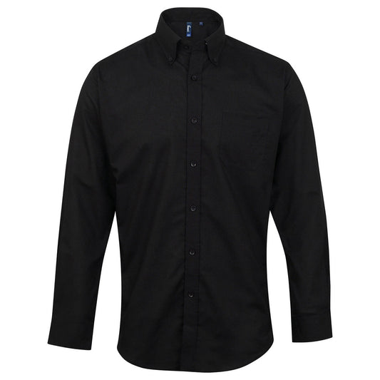 Black - Front - Premier Mens Signature Oxford Long-Sleeved Shirt
