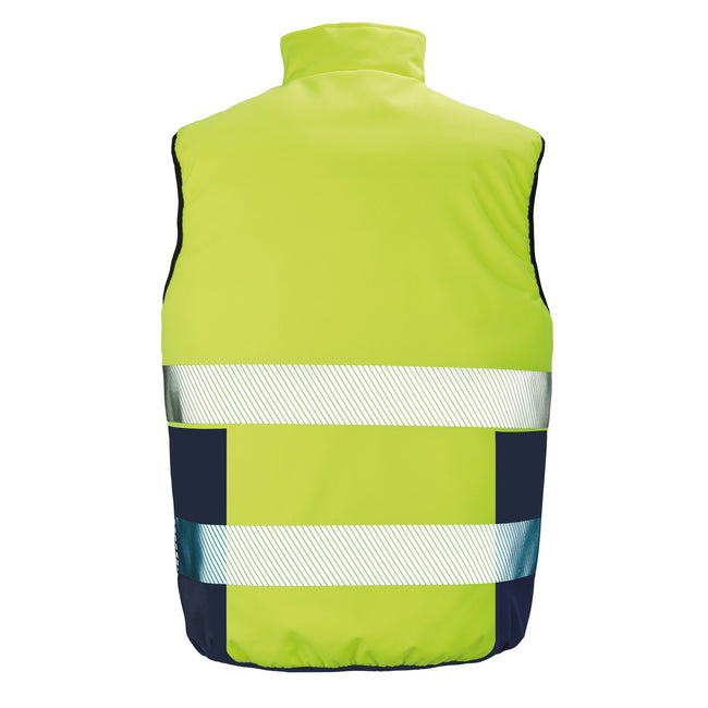 Fluorescent Yellow-Navy - Back - SAFE-GUARD by Result Unisex Adult Soft Touch Reversible Gilet