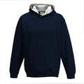 New French Navy-Heather Grey - Front - Awdis Childrens-Kids Varsity Hoodie