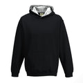 Jet Black-Heather Grey - Front - Awdis Childrens-Kids Varsity Hoodie
