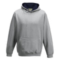 Heather Grey-French Navy - Front - Awdis Childrens-Kids Varsity Hoodie