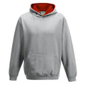 Heather Grey-Fire Red - Front - Awdis Childrens-Kids Varsity Hoodie