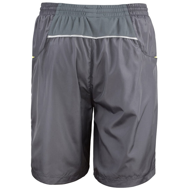 Grey-Lime - Back - Spiro Unisex Adult Team Micro-Lite Mesh Lining Shorts