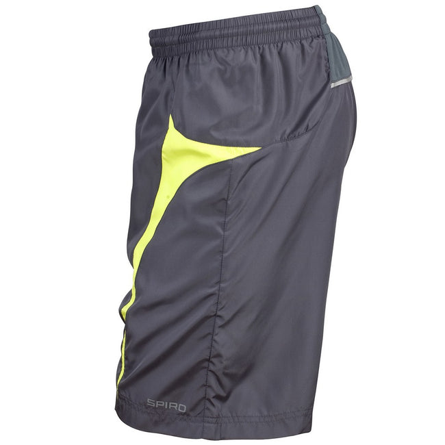 Grey-Lime - Side - Spiro Unisex Adult Team Micro-Lite Mesh Lining Shorts