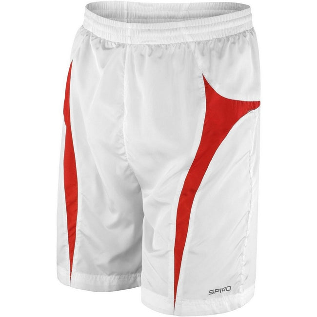 White-Red - Front - Spiro Unisex Adult Team Micro-Lite Mesh Lining Shorts