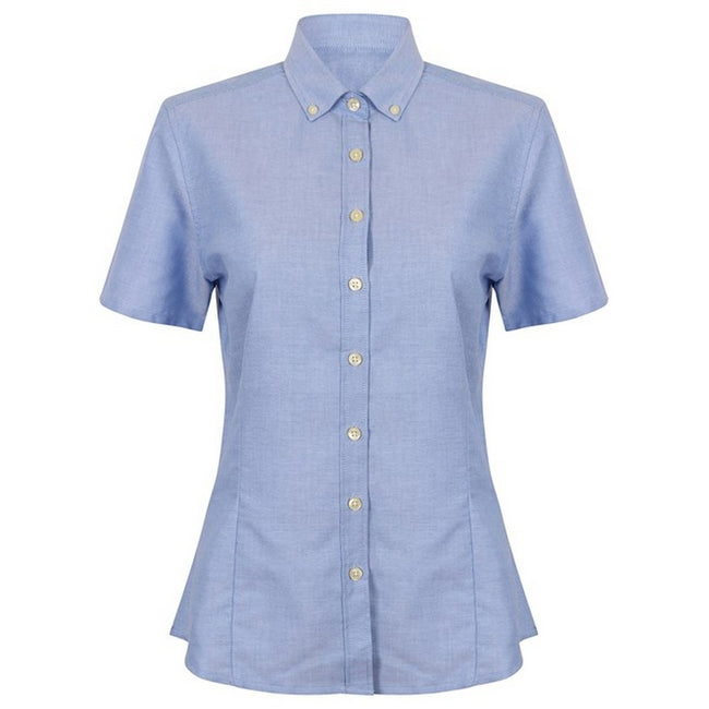 Blue - Front - Henbury Womens-Ladies Oxford Modern Shirt
