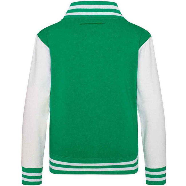 Kelly Green-White - Back - Awdis Childrens-Kids Varsity Jacket
