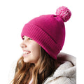 Fuchsia-Off White - Side - Beechfield Childrens-Kids Snowstar Beanie