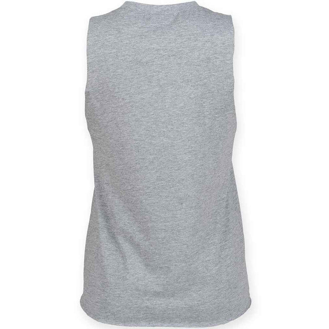 Heather Grey - Back - Skinni Fit Womens-Ladies Heather High-Neck Vest Top