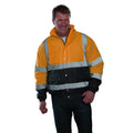 Orange-Navy - Side - Yoko Unisex Adult Two Tone High-Vis Bomber Jacket