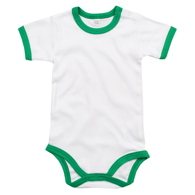 White-Kelly Green - Front - Babybugz Baby Ringer Bodysuit