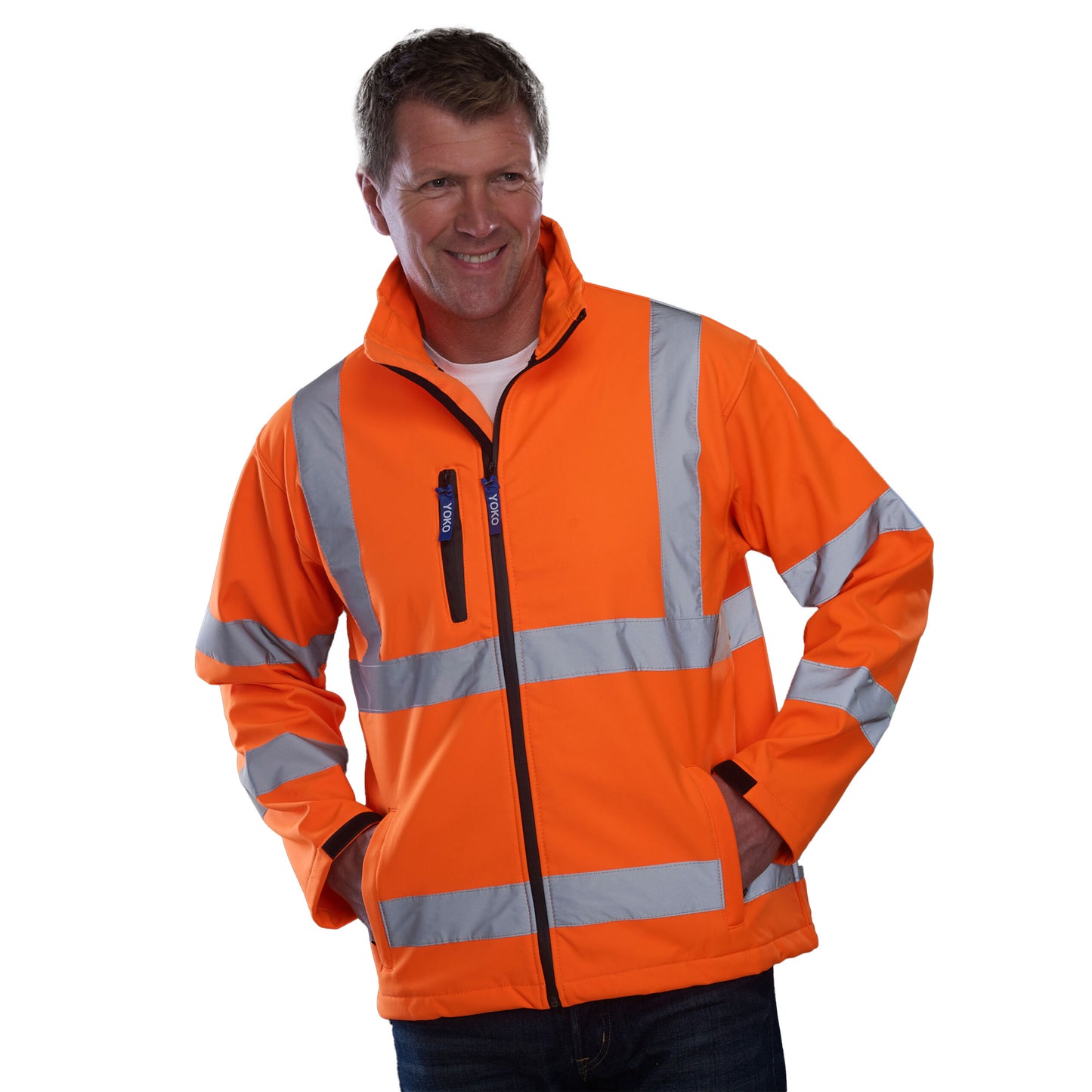 Orange - Back - Yoko Unisex Adult High-Vis Soft Shell Jacket