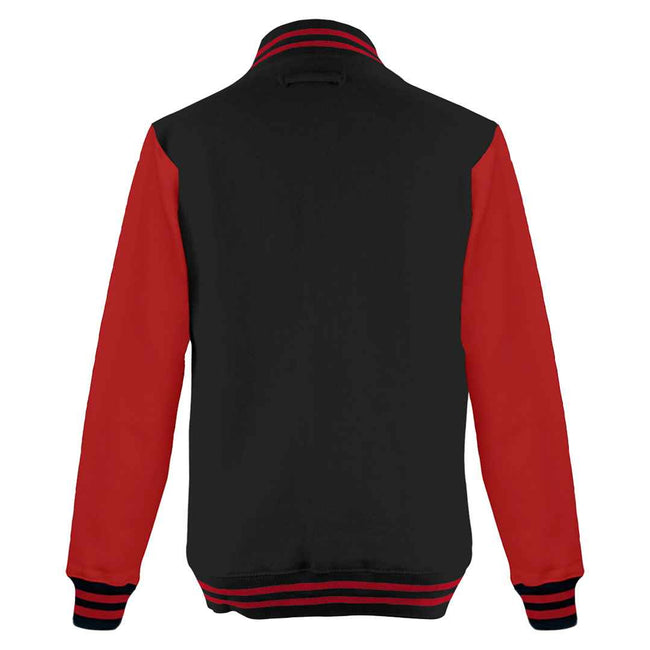 Jet Black-Fire Red - Back - Awdis Unisex Adult Varsity Jacket