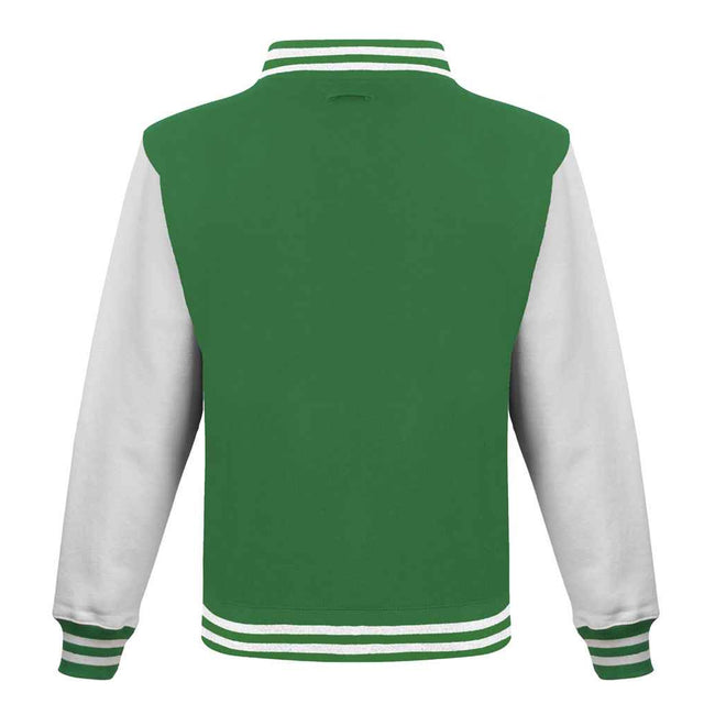 Kelly Green-White - Back - Awdis Unisex Adult Varsity Jacket