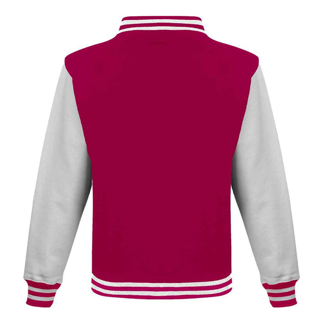 Hot Pink-White - Back - Awdis Unisex Adult Varsity Jacket