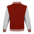 Fire Red-White - Back - Awdis Unisex Adult Varsity Jacket