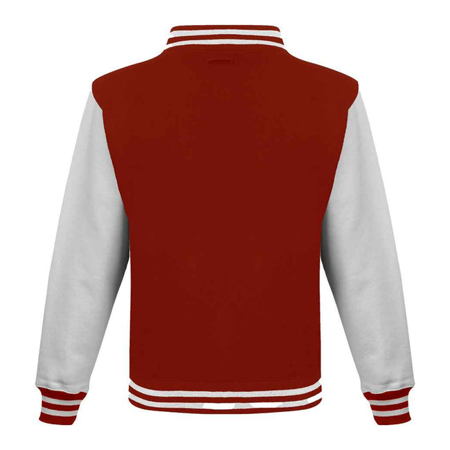 Fire Red-White - Back - Awdis Unisex Adult Varsity Jacket