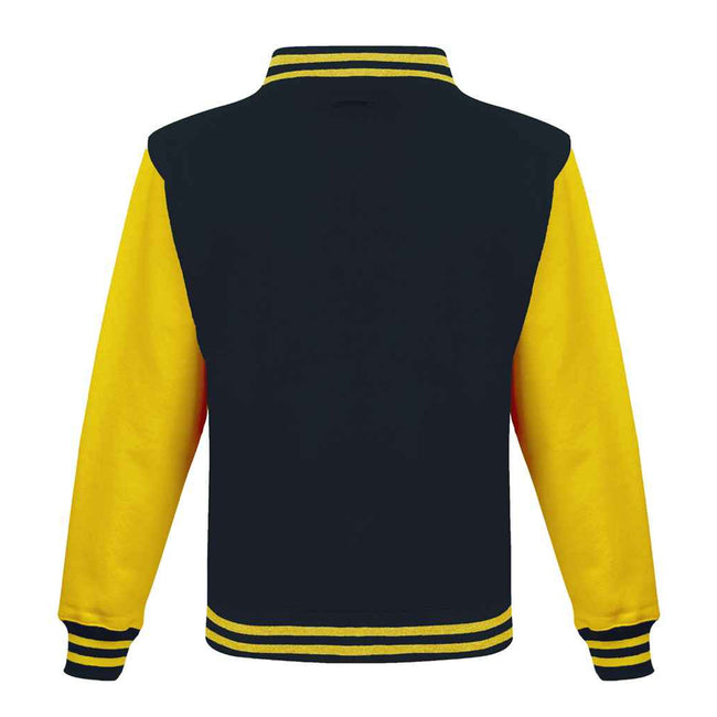 Jet Black-Sun Yellow - Back - Awdis Unisex Adult Varsity Jacket