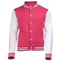 Hot Pink-White - Front - Awdis Unisex Adult Varsity Jacket