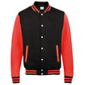 Jet Black-Fire Red - Front - Awdis Unisex Adult Varsity Jacket