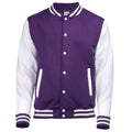 Purple-White - Front - Awdis Unisex Adult Varsity Jacket