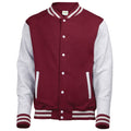 Burgundy-Heather Grey - Front - Awdis Unisex Adult Varsity Jacket