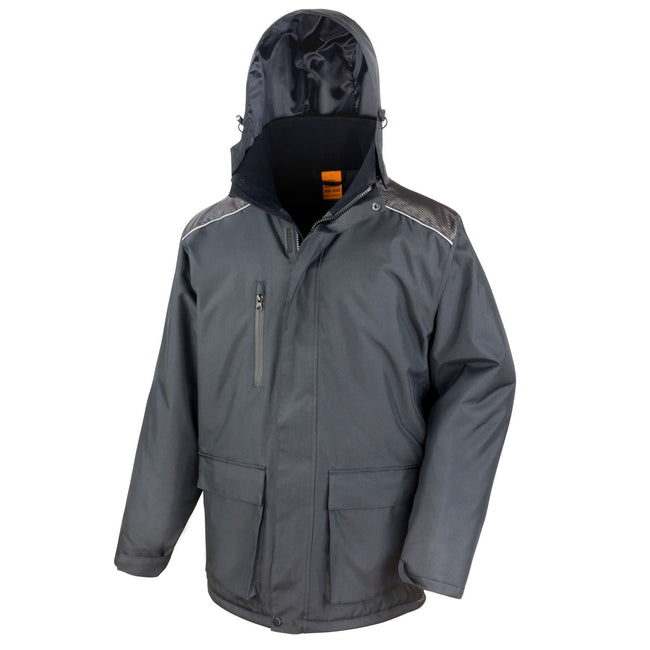 Black - Side - WORK-GUARD by Result Mens Vostex Long Length Coat