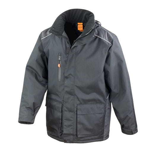 Black - Front - WORK-GUARD by Result Mens Vostex Long Length Coat