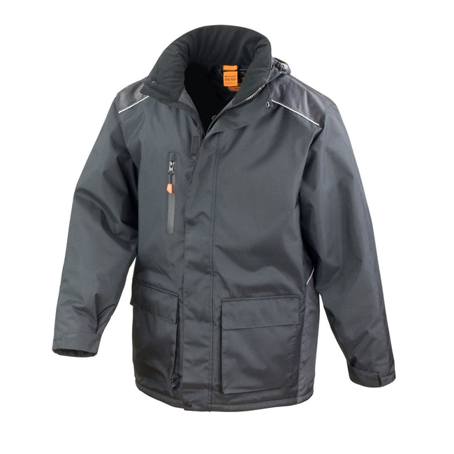 Black - Front - WORK-GUARD by Result Mens Vostex Long Length Coat