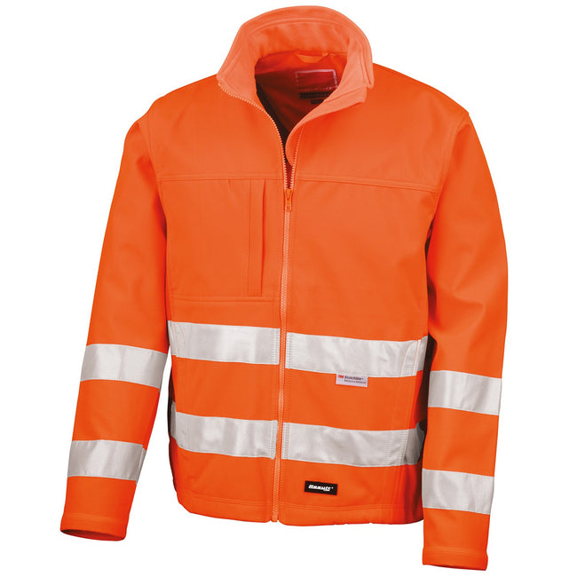Fluorescent Orange - Front - SAFE-GUARD by Result Unisex Adult Hi-Vis Soft Shell Jacket