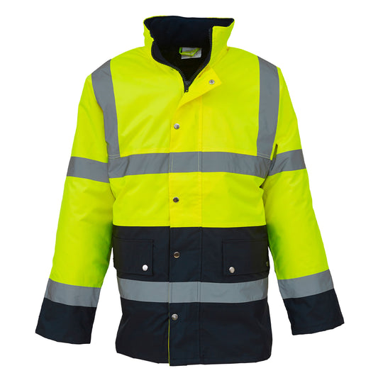 Yellow-Navy - Front - Yoko Unisex Adult Motorway Two Tone Hi-Vis Jacket