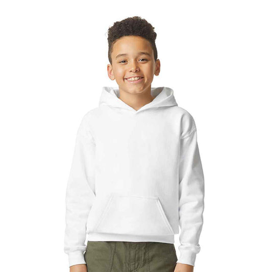 White - Front - Gildan Childrens-Kids Softstyle Ringspun Cotton Midweight Hoodie